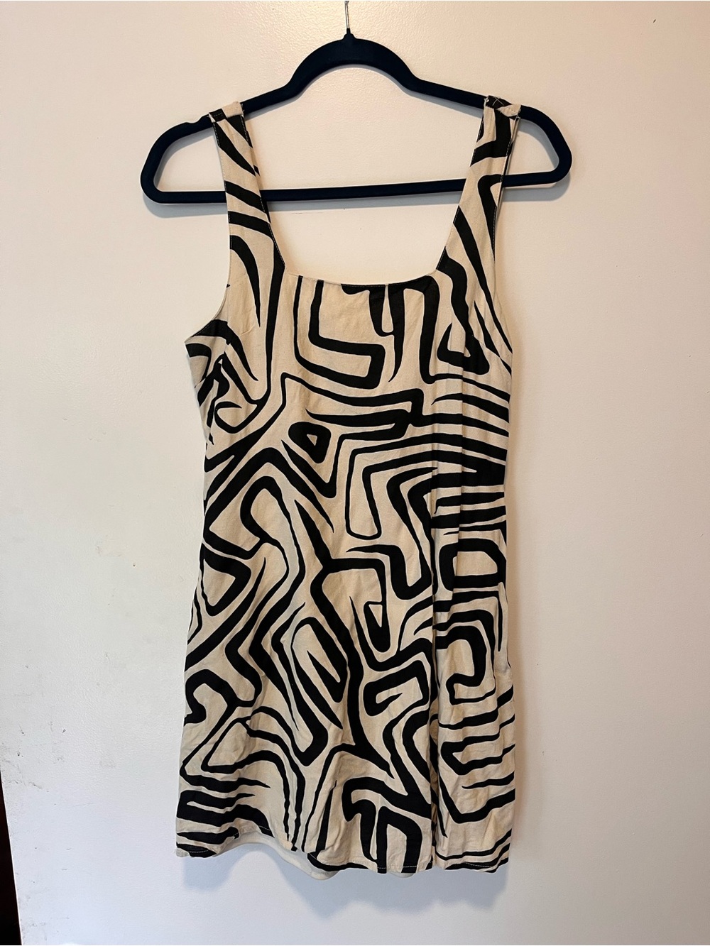Japna Black and Cream Geometric Tank Dress
